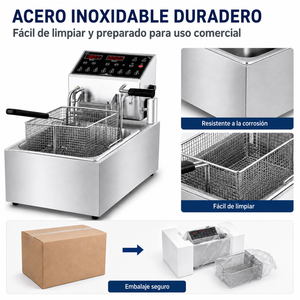 Friteuse électrique 6 L avec double panier, levage automatique et contrôle numérique pour cuisine professionnelle commerciale - Product Image 6