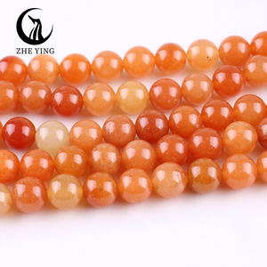 Zhe Ying 6/8/10mm perles de pierre d'aventurine rouge rondes perles de pierre de Bracelet lisse pour la fabrication de bijoux perles de pierre d'aventurine orange - Product Image 5