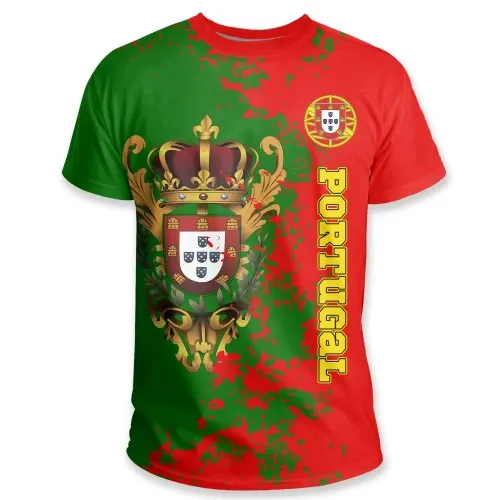 Camiseta masculina de tamanho grande com estampa de Portugal personalizada para homens, camiseta de sublimação para uso masculino, com estampa sob demanda, fábrica de Portugal