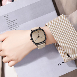 <span class=keywords><strong>Montre</strong></span> à quartz vintage à cadran carré, style sport, pour jeunes et étudiants, décontractée, bracelet en cuir, cadeau pour hommes et femmes - Product Image 6