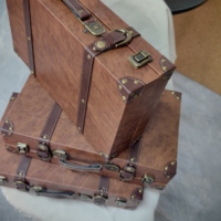 Valise en cuir vintage, boîte à bijoux, coffre de voyage rétro, boîte de rangement avec doublure, boîte cadeau décorative pour mariage, mariée