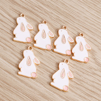 Weny – Lot de 10 pendentifs mignons en alliage de lapin Chang'e, faits à la main et avec finition émaillée