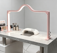 Lampe à ongles LED demi-lune rose à strass, intensité réglable, lumière arquée ajustable pour maquillage permanent et espace de travail de salon de beauté