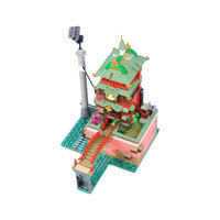 Funbuild MOC-258292 Retro Oryantal Çok Katlı Pavyon Yapı Taşları Paket Seti Çok Katmanlı Japon Tarzı Kule Tuğla Oyuncak
