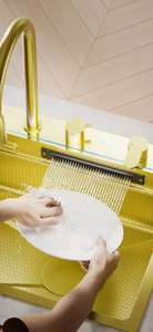 Fregadero de <span class=keywords><strong>Cocina</strong></span> de Siete Orificios con Grifo Purificador de Agua, Juego Completo, Fregadero Dorado de Lujo con Fregadero Multifuncional - Product Image 6