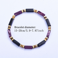 Bracelet personnalisé en perles de jaspe impérial violet, tendance, avec pierres d'obsidienne naturelles pour la guérison, Gelang Pria