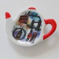 Conception personnalisée théière souvenir de la ville de Londres aimant de réfrigérateur en céramique avec impression de logo