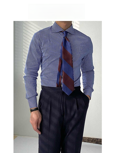 <span class=keywords><strong>Chemise</strong></span> <span class=keywords><strong>Homme</strong></span> Rayée <span class=keywords><strong>Italienne</strong></span> <span class=keywords><strong>Slim</strong></span>-<span class=keywords><strong>Fit</strong></span> Décontractée Col Design Caractère Tendance Affaires Britannique Fil Teint Tricotée Printemps 100% Coton - Product Image 4