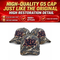 Gorras de Béisbol de Gamuza de 5 Paneles con Ala Ancha, Calidad G5, con Detalles en Oro Rosa 24K, Modelo B CROSS, para Barbas
