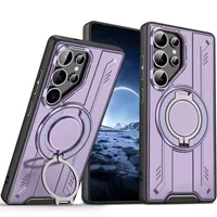 Étui magnétique avec support en métal 360° pour Samsung Galaxy S25 S24 S23 S22 Ultra Plus, charge sans fil, protection antichoc