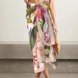 Robe sarong hawaïenne fleur d'hibiscus en rayonne à impression numérique tropicale personnalisée maillot de bain de plage paréo de couverture - Product Image 3