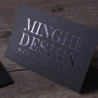 Carte de Visite Design Personnalisé Luxe Noir Gaufré Impression Dorure à Chaud sur Papier Avec Votre Propre Logo