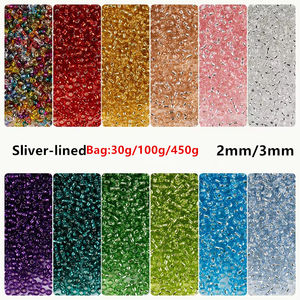 Cuentas de Cristal Rococó Redondas y Coloridas con Interior Plateado de 2mm / 3mm al por Mayor, Bolsas de 30g/100g/450g, Abalorios de Moda para Pulseras - Product Image 2