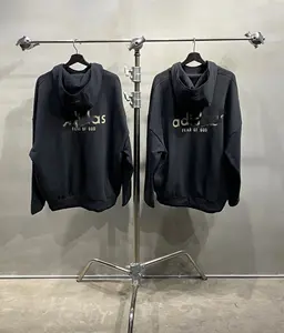 Fear of God x AD fw23 thể thao giải trí thể thao giải trí Áo hoodie nam và nữ cùng một màu đen cần thiết Áo trùm đầu Tee