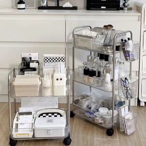 Acrylic Transparent Storage Cart 3 Tier Rolling Organizer For Bedroom Cosmetic And Snack Storage With <b>Removable</b> Bins - Product Image 1