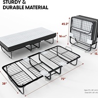 Lit pliant en métal 31" 35" pour usage domestique et hôtelier - Structure à support multifonctionnel