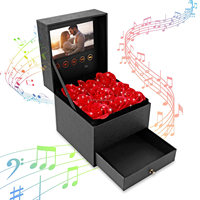Boîte Cadeau Vidéo Universelle de Luxe avec Écran LCD 4.3/7'', Batterie Rechargeable, Câble USB, Matériau Savon, Design Floral, 5 Boutons, pour Fêtes