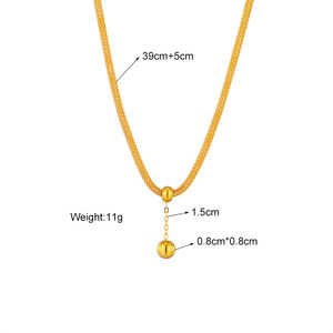 Korean Style Gold Tassel Pendant Necklace Stainless Steel Chain Party Jewelry - Product Image 4