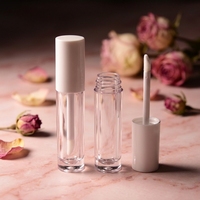 Tubes à gloss transparents de 3,5 ml, flacons ronds vides pour huile à lèvres, tubes en plastique pour gloss avec bouchon blanc nacré
