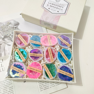 Scatola regalo in pietra <span class=keywords><strong>di</strong></span> colore misto con 7 chakra in cristallo grezzo grezza geode grappolo scatola regalo con pietra con nome <span class=keywords><strong>di</strong></span> pietra - Product Image 5