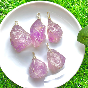 จี้คริสตัลหุ้มลวดหลากหลายขนาด จี้คริสตัลดิบ หุ้มลวดไม่เป็นสนิม สำหรับแขวน - Product Image 4