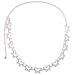 Cadena de cintura de mariposa hueca de aleación de zinc metálica de una sola capa para mujer, cinturón de vestido de fiesta, oro y plata - Product Image 5