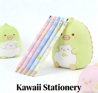 Ensemble de crayons mécaniques HB de 2,0 mm à motif de dessin animé, taille-crayon intégré en plastique, mine épaisse, papeterie pour enfants et étudiants
