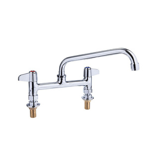 Grifo Moderno de Latón con Caño Giratorio de 10 Pulgadas, Doble Manija, Agua Fría y Caliente, Caño Flexible para Fregadero de Cocina y Baño, Ideal para Hoteles - Product Image 1