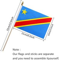 Drapeaux promotionnels de la République démocratique du Congo Petit drapeau de la RDC sur bâton en bois Mini drapeaux de poche Décorations