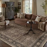 Tapis vintage vieilli marron neutre, grand, durable, doux, à poils ras, lavable, antidérapant pour salon, salle à manger, chambre à coucher