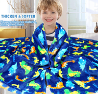 Couverture en polaire tricotée chaude pour garçons avec motif de dinosaure - Couverture douillette en flanelle moelleuse pour enfants, adaptée à toutes les saisons
