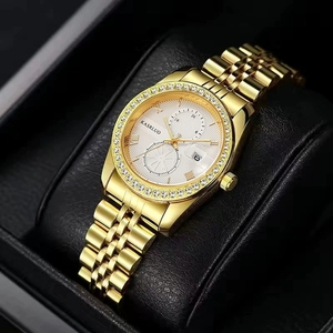 Conjunto de Relojes de Lujo con Pedrería para Pareja, 2 Piezas, Reloj de Pulsera de Cuarzo de Aleación para Él y para Ella con Calendario, Regalo para Amantes de la Boda - Product Image 3