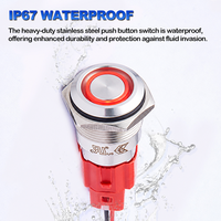 Interrupteur à bouton-poussoir momentané Arcolps 16 mm 1NO1NC avec protection IP67 et indice de puissance 2A 250V, haute visibilité