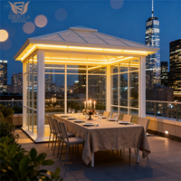 Kit de pergola bioclimatique motorisée de luxe, montage facile, gazebo en aluminium, imperméable, résistant au vent et à la neige, à lames orientables