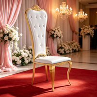 Chaise de salle à manger Luoweisen de luxe en acier inoxydable doré, dossier haut, avec cristaux, pour mariages, banquets et événements, idéale pour hôtels et restaurants