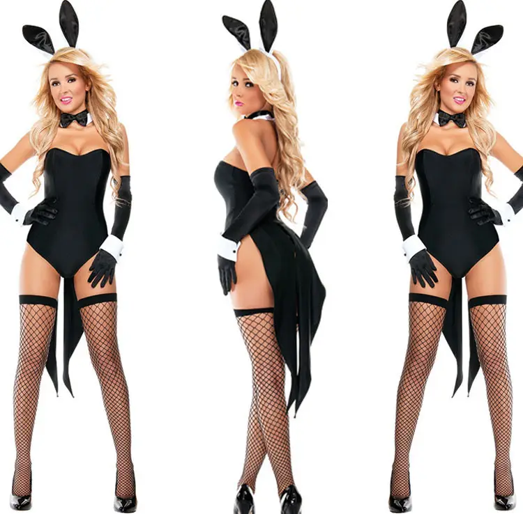 XuanLing Custom Ladies Sexy Black Uniform Temptation Lingerie Erotic Cosplay Bunny Nightclub Costume