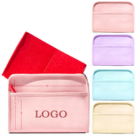 Mini sac de beauté avec logo personnalisé sac cosmétique en cuir de chenille rose trousse de toilette étanche avec fermeture à glissière sac de beauté portable