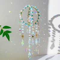 Attrape-soleil personnalisé en cristal naturel brut, enveloppé à la main, avec pierres précieuses de guérison et prisme en verre, créateur d'arc-en-ciel, ornement suspendu