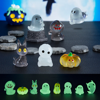 Figurines d'animaux fantômes miniatures en résine pour Halloween, qui brillent dans le noir, pour micro-paysages, décoration de maisons de poupées et loisirs créatifs DIY (vente en gros)