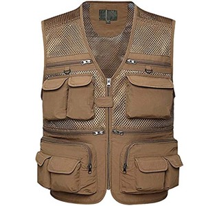 Venta al por mayor de encargo de gran tamaño de los hombres reportero fotógrafo pesca Muti bolsillo de carga Chaleco de malla - Product Image 1