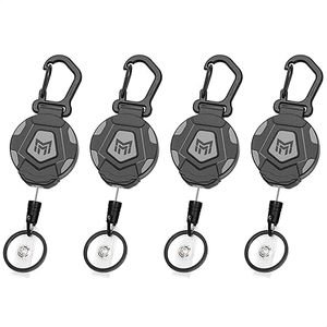 Porte-clés tactique rétractable, cordon en acier de 31,5 pouces, 9 oz, rétraction, mousqueton, clip de ceinture pour ingénieurs, activités de plein air - Product Image 1