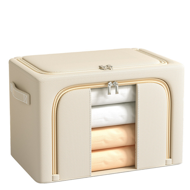 Large Capacity Clear Window Rectangle Organizer Box With Plastic Reinforced Handle Folding Clothes Storage Bag for Home