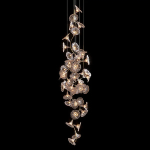 Lámpara colgante de lujo de cristal para decoración de Hotel, candelabro de techo alto y moderno para sala de estar, Morning Glory - Product Image 3