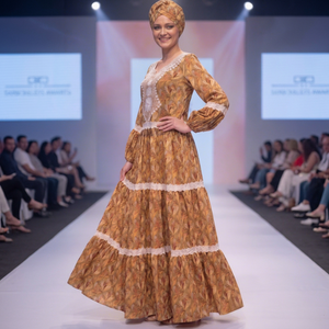 Vestido Africano de Rayón con Encaje, Estampado Floral, Cuello en V, Corte Regular, de Lujo, para Ocasiones Formales, Ropa Musulmana, Abaya Larga para Mujer 2026 - Product Image 2