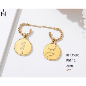 Orecchini con ciondolo a forma di segno zodiacale in oro 12K placcato in acciaio per donna - Product Image 1