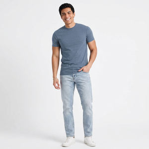T-shirt basique pour homme en coton et élasthanne tricoté, col rond, coupe régulière, respirant, écologique, séchage rapide, anti-froissement, décontracté, pour tous les jours - Product Image 1