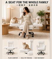 USMILEPET Chaise Partagée en Polaire Sherpa pour Humain et Animal, Double Repose-Pieds Pivotant pour Salon Moderne et Mobilier de Maison