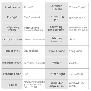 Imprimante à jet d'encre industrielle pour <span class=keywords><strong>grand</strong></span> <span class=keywords><strong>format</strong></span> 3220 UV à plat 8 têtes G6 nouvelle imprimante pour carte plastique bois métal verre impression - Product Image 3