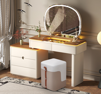 Table de toilette moderne de haute qualité à prix d'usine, avec éclairage intégré et plateau en verre, pour salon et chambre à coucher