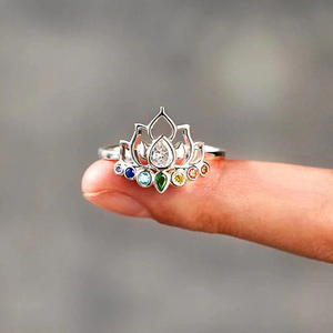 <b>Lotus</b> Flower Ring 925 Sterling Silver With Zircon Pear Cut Stone Women's Buddhist <b>Jewelry</b> Gift For Her - Product Image 1